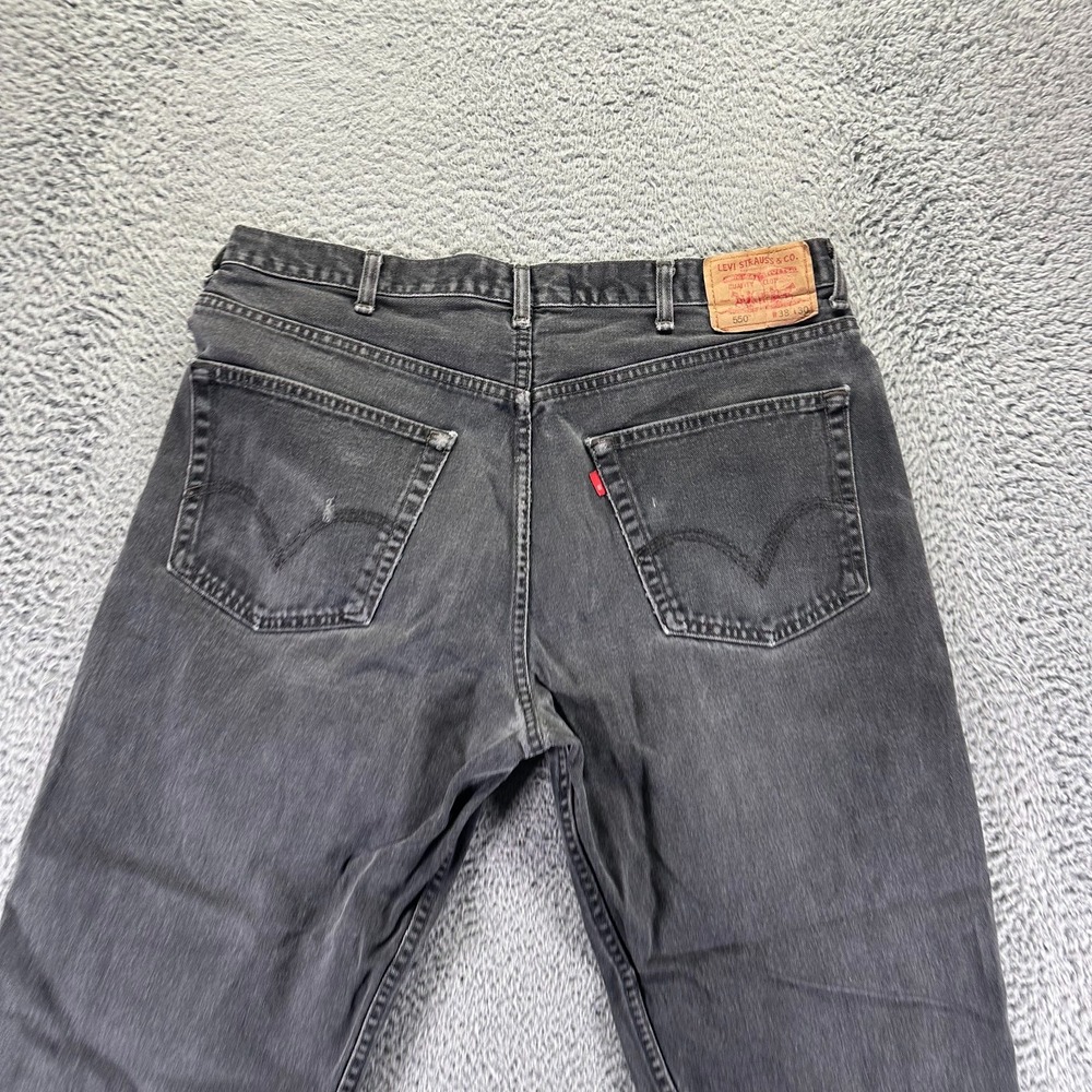 Vintage Levi's 550 Jeans Mens 37x27 Black Cotton Denim Straight Workwear Relaxed - Picture 7 of 12